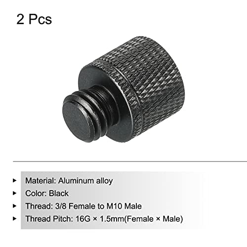 MECCANIXITY Mic Stand Adapter 3/8 Female x M10 Male Camera Screw Thread Adapter for Microphone Tripod Stand Black 2 Pack - size: M10