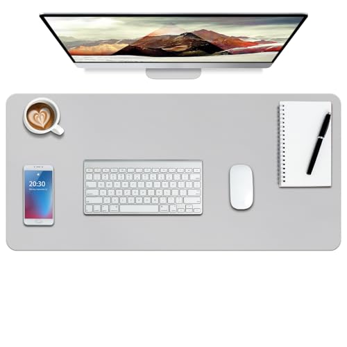 Boutilon Leather Desk Pad Protector,Non-Slip Mouse Pad,Laptop Desk Pad,Office Mouse Mat,Waterproof Leather Desk Blotter,Desk Writing Pad for Office and Home (S-Grey,24"x 14") - color: Grey, size: 14" x 24"