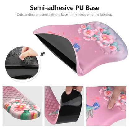 Mouse Pad with Wrist Rest & Keyboard Wrist Rest, Memory Foam - color: Bird Pink