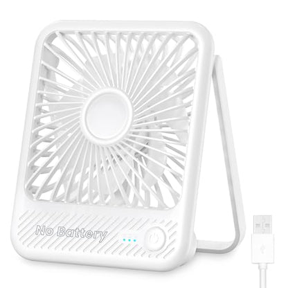 Koonie USB Desk Fan, Strong Wind Ultra Quiet Small Personal Fan with 180° Tilt Folding and 3 Speeds Adjustable, USB-C Corded Powered Mini USB Fan for Office Desktop Bedroom White, NO BATTERY | 180° Tilt Folding & 3 Speeds Adjustable, USB-C Corded Powered