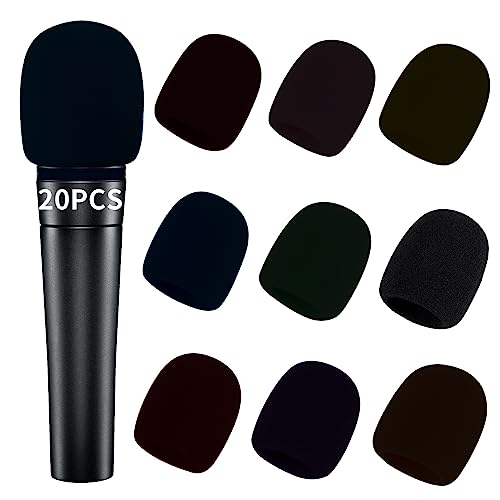 Pop Filter for Microphone Foam Microphone Covers Disposable Mic Covers for Microphones, 20Pcs Colorful Mic Windscreen Reusable Mic Foam Covers (Black) - color: Black