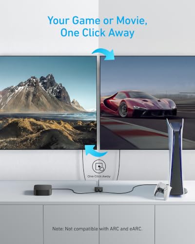 Anker HDMI Switch, 4K@60Hz HDMI Switcher, 2 in 1 Out with Smooth Finish, Supports HDR, 3D, Dolby, Compatible with Laptops, PC, Xbox Series, PS5 / PS4, Projector, and More