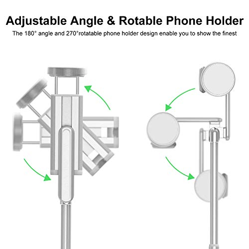 ATUMTEK Selfie Stick Tripod, 3-in-1 Extendable Aluminum Phone Tripod with Detachable Bluetooth Remote, Compatible with iPhone 17/16/15/14/13/12/11/11 Pro/XS Max/XR and Samsung Smartphones, White - color: White