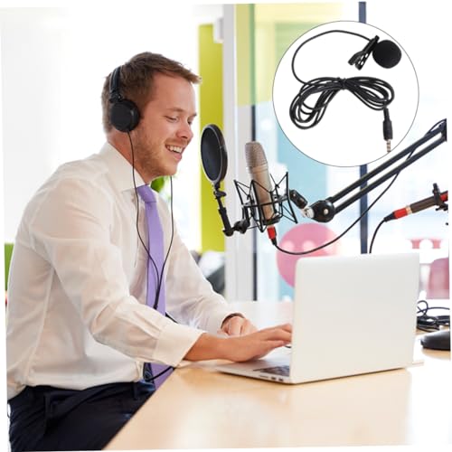 Mini Metal Clip Lavalier Microphone Omnidirectional Condenser Mic for Mobile Phones Laptops and Cameras for Streaming Video Calls and Recording Black