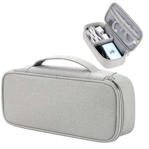 Teskyer Tech Organizer Pouch – Portable Waterproof Electronics Bag with Compartments for Cables, Chargers, Earbuds & Phone (Grey) - color: Grey, size: Single Layer