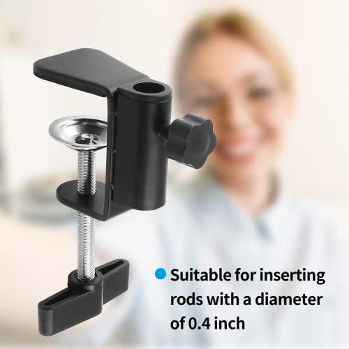 C-Clamp Base Stand Mounting Accessory, Metal Black Table Mount Desk Light Holder for Desktop Lamp Monitor Microphone Mic Arm Stand (12mm/0.47" Dia Hole)