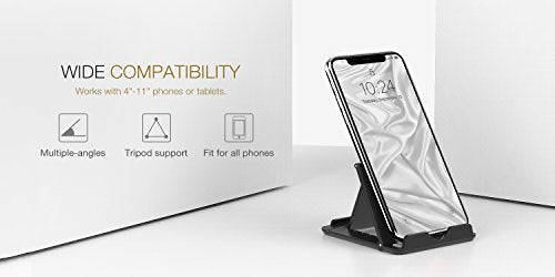 MoKo 2PCS Phone/Tablet Stand, Desktop Holder for 4-11" Device, Fit with iPhone 17/17 Air/17 Pro/17 Pro Max, iPhone 16/Pro/Pro Max/Plus, iPhone 15/Pro/Pro Max/Plus, iPhone 14/Pro/Pro Max/Plus - color: Black + Red