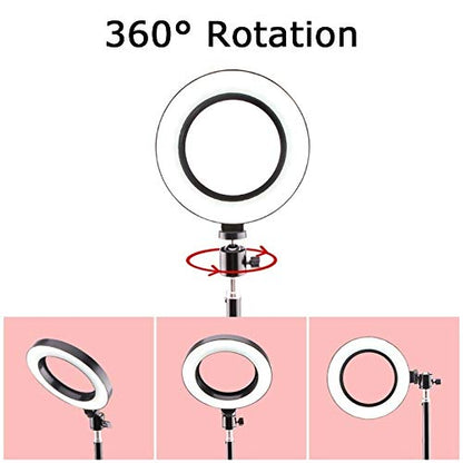 Ring Light OEBLD Dimmable with 3 Light Modes & 10 Brightness Level 360° Rotae LED Ring Fill Lights for Phone Live Stream Makeup YouTube Video Shooting (B(only 10'' Ring Light)) - size: B(10
