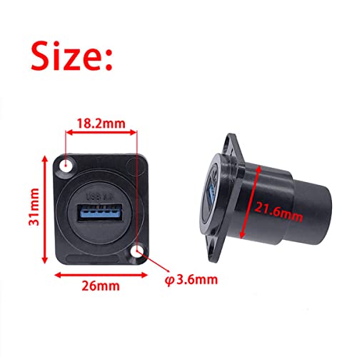 PENGLIN 10PCS USB Panel Mount Connector,USB 3.0 Pass Through Data Connector Female to Female,USB 3.0 Socket for Audio Video Data Transfer/Charging - size: 10PCS(USB3.0)