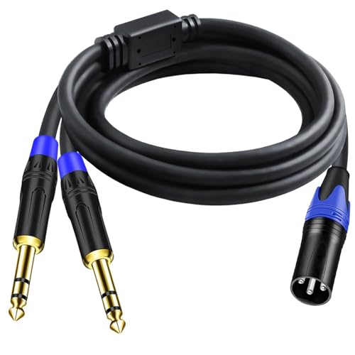 6.35mm Dual TRS to XLR Male Cable for Microphone, Mixer, Amplifier, 10 FT, Dual1/4 TRS to XLR Audio Cable, Y Splitter Patch Cord, 3-Pinxlr to Dual 1/4 Male Converter Adapter Cable - style: 1PACK-10ft-male