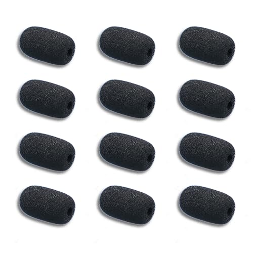 12 Pieces Foam Windscreen for Headset Microphone, 0.2" Diameter Microphone Pop Filter Windscreen Mic Cover High Density Mini Foam Cover Shield Protection Foam Replacement for Headset Mic(Black) - size: 0.2inch diameter for headset microphone