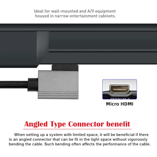 Cable Micro HDMI 2.1 Male to HDMI Male 8K 60hz Stretch Coiled Cable Left Angled 90 Degree for HDTV Camera Laptop Monitor - style: Micro HDMI Left Angled