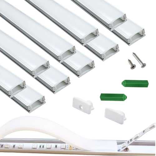 THMOOTHER LED Strip Pre-Drilled U Channel Diffuser 10-Pack 3.28FT,Surface Mounted Tape Light Aluminum Track with Continuous Silicone Cover. Flush Installed Low Profile (Silver, 10X3.3FT) - color: Silver, size: 10X3.3FT