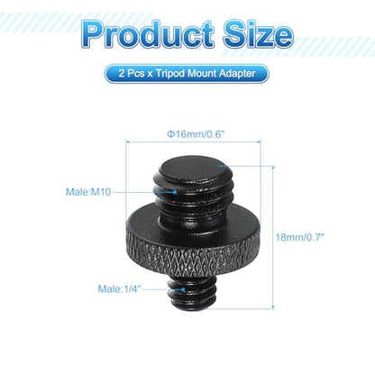 PATIKIL Tripod Screw Adapter 1/4" Male to M10 Male, 2 Pcs Tripod Nut Connectors Camera Mount Screw Camera Double Head Converter for Microphone Holder Magic Arms Accessories, 18 mm - size: 1/4" Male to M10 Male,18 mm