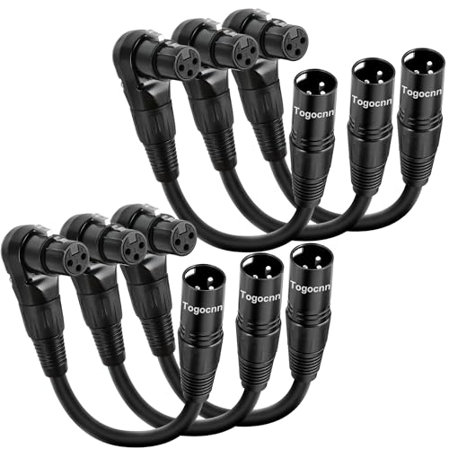 6-Pack XLR Microphone Extension Cable Adapter 0.6 Feet, 90 Degree XLR Female to Straight Male 3-Pin Mic Connector for Speaker, Recording Studio, Mic Mixer, Audio Interface, Amplifier, More - color: 90 Degree XLR Female (0.6 Feet), size: 6 Pack