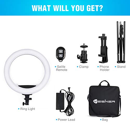 Ring Light 18 Inch LED Ringlight Kit with 73 inch Tripod Stand with Phone Holder Adjustable 3200-6000k Color Temperature Circle MUA Lighting for Camera for Vlog, Makeup,Youtobe, Video Shooting, Selfie - style: 18 Inch Ringlight