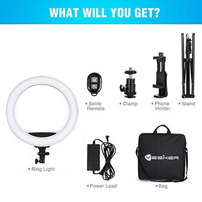 Ring Light 18 Inch LED Ringlight Kit with 73 inch Tripod Stand with Phone Holder Adjustable 3200-6000k Color Temperature Circle MUA Lighting for Camera for Vlog, Makeup,Youtobe, Video Shooting, Selfie - style: 18 Inch Ringlight