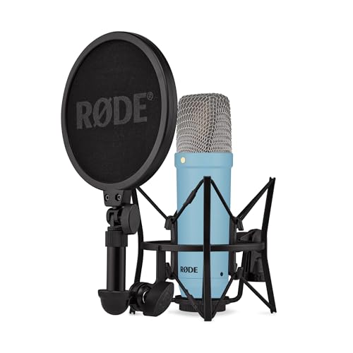 RØDE NT1 Signature Series Large-Diaphragm Condenser Microphone with Shock Mount, Pop Filter and XLR Cable for Music Production, Vocal Recording, Streaming and Podcasting (Blue, NOT USB Microphone) - color: Blue