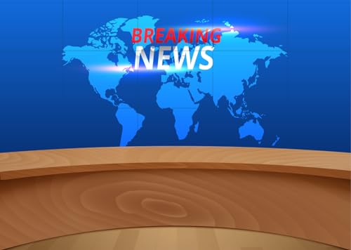 5x3ft Breaking News Photo Backdrop for Broadcast Hall, TV Talk Show, Media Background, Newscast, Newsroom, and Reporter Props - size: 5x3FT