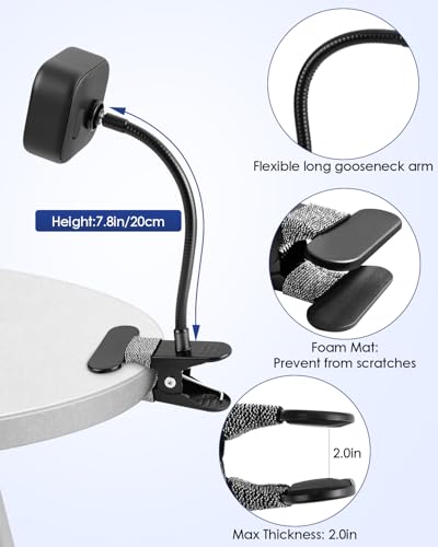 2 Pack Flexible Clip Clamp Mount Compatible with Blink Outdoor 2K+/ Outdoor 4/(3rd Gen) XT3/Blink XT/XT2/Mini, Clip Holder with 7.8 inches Gooseneck Arm for Your Blink Camera Without Any Tools - size: 7.8inch