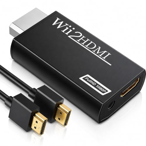 GANA Wii to hdmi Converter, wii to hdmi Adapter Supports All Wii Display Modes (wii to hdmi Black) - color: wii to hdmi Black