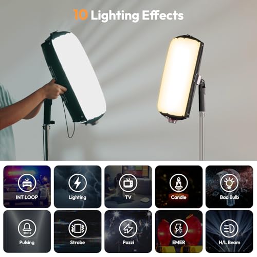 Ulanzi AL60 Inflatable Tube Light - LED Video Light Photography with Remote, 2700K-6500K CRI≥96 10 Effects Portable Photography Camera Soft Light for Game/Live Stream/YouTube(Not Adapter & Power Bank) - size: 60W