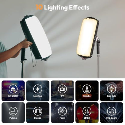 Ulanzi AL60 Inflatable Tube Light - LED Video Light Photography with Remote, 2700K-6500K CRI≥96 10 Effects Portable Photography Camera Soft Light for Game/Live Stream/YouTube(Not Adapter & Power Bank) - size: 60W