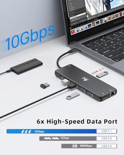 LIONWEI USB C Docking Station Dual Monitor 13 in 1 USB C Hub, Triple Display, 8 USB C/A Ports, Ethernet, Audio, Laptop Dock for MacBook,Dell,HP,Lenovo,Surface - color: 13-in-1 Black