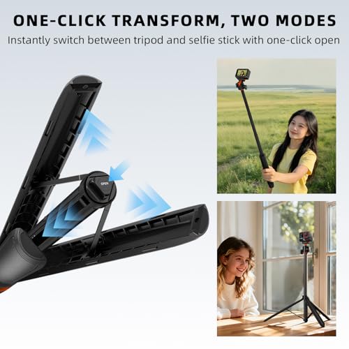 Tripod for Insta360 X5 ACE Pro 2, 55” Selfie Stick Quick Release Extension Rod Table Desk Portable Handle Grip Stand with Cold Shoe for Insta 360 X5, ACE Pro 2, X4 Air Accessories