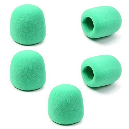 Fielect 5Pcs Microphone Covers Foam Mic Cover Handheld Microphone Windscreen Shield Protection Mic Foam Filter Green for KTV Broadcasting - color: Green
