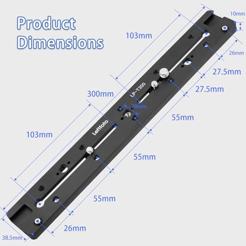 LEFTFOTO 300mm Dovetail Slide Rail,Arca Swiss Type Quick Release Plate - size: 300mm