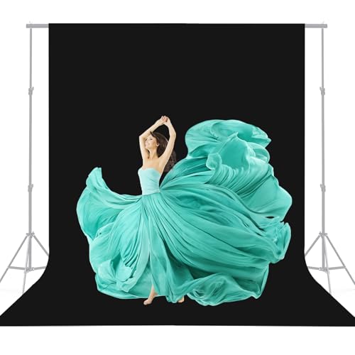 8x10 FT Black Backdrop for Photography, Large Black Screen for Portraits, Background Curtain for Booth Video Film Party, Chromakey High Density Polyester Fabric for Product Shoots - color: Black, size: 8x10ft