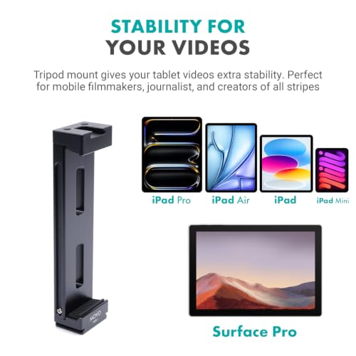 Movo Tablet Vlogging Kit for iPad Pro, Air, Mini & Android Tablets – Full-Size Tripod, Mic, LED Light & Tablet Mount – YouTube Starter Kit for Content Creators