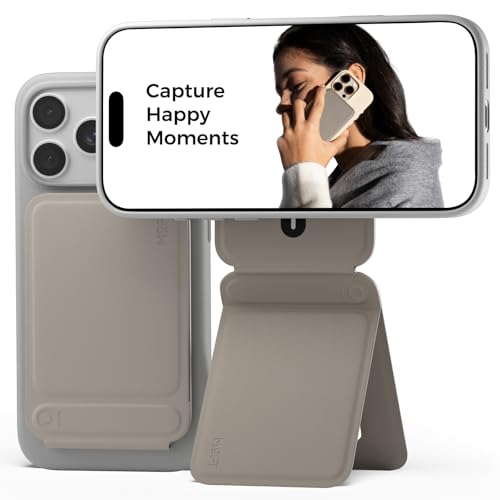 MOFT Phone Tripod Stand Selfie Stick for iPhone, Multi-Angles iPhone Stand, Lightweight & Portable Phone Holder, Strong Magnets, MOVAS Vegan Leather, Travel Essentials, Taupe (Without Card Slot) - color: Taupe x Without Card Slot, size: Without Card Slot