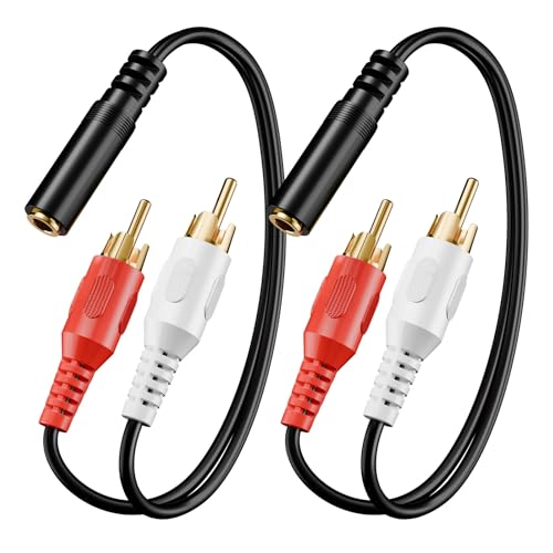 VCE 3.5mm to RCA Splitter Male Stereo Audio Y Cable 2-Pack, Gold Plated Adapter Compatible for TV,Smartphones, MP3, Tablets, Speakers,Home Theater (8 inch) - size: ['8 inches']