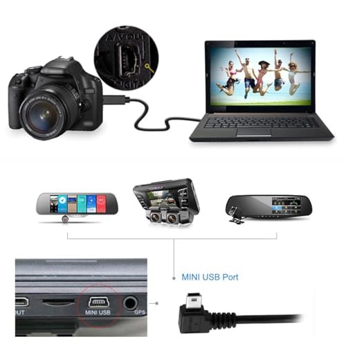 JSER Mini USB2.0 5Pin Type-B Male 90 Degree Right Angle to USB 2.0 Type-A Male Power Data Cable 480Mbps Compatible with Computer Camera Laptop Desktop MP3 MP4 (Right Angle 6ft/1.8m) - size: 1.8m, style: Right Angle