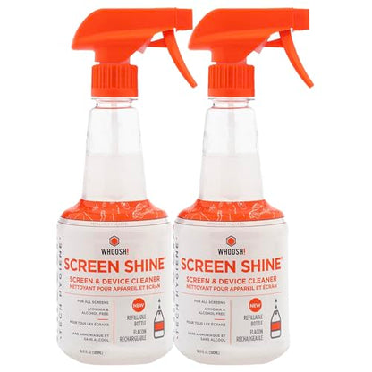 WHOOSH! Pro 16.9 fl oz Refillable TV Screen Cleaner & Microfiber Cloth - Streak-Free Cleaner for Flat Screens, OLED, LCD, Smart TV, Monitors - Non-Toxic, Odorless - Electronics Cleaning Kit, Set of 2 - size: 16.9 Fl Oz (Pack of 2)