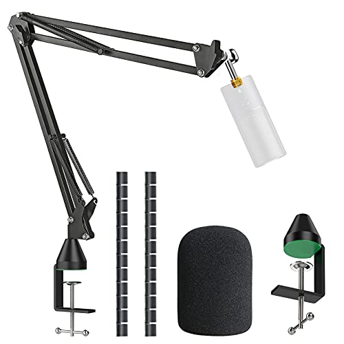 Microphone Stand for Razer Seiren X Adjustable Suspension Boom Scissor Arm Stand with 3/8"to 5/8" Screw Adapter Windscreen Pop Filter Cable Sleeve, Professional mic stand by YOUSHARES - color: 02 Different bases