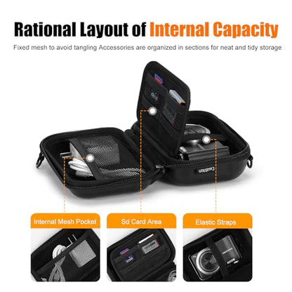 Cwatcun Carrying & Protective Case for Digital Camera with 2 Carrying Ways, Hardshell Lightweight Small Camera Sling Case Compatible with KODAK PIXPRO/Canon PowerShot/Sony DSCW800 DSCW830 - color: Black02