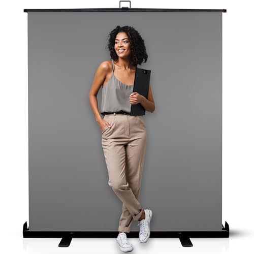 62-Inch Grey Screen Backdrop – Collapsible & Portable Photography Background for Streaming, Video Calls, Zoom & Studio – Wrinkle-Resistant, High-Density Fabric, Easy Setup - color: Grey, size: 62-Inch