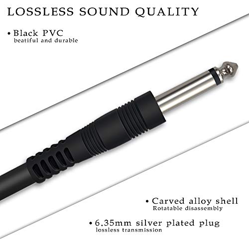 USB Guitar Cable 10Ft, USB Guitar Interface Male to 6.35mm 1/4 inch Gold-Plated TS Mono Plug,Recording Cable Compatible with PC, Mac, Xbox, PS4, PS3,PS2 - color: Black 2