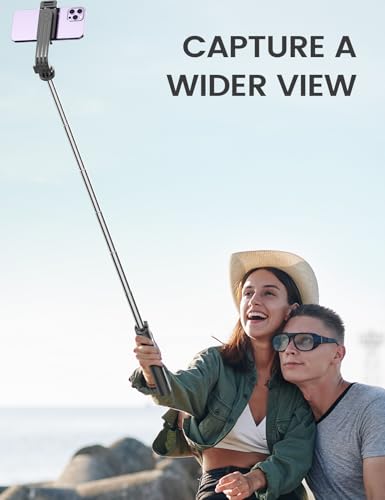 ANXRE Selfie Stick Tripod with Fill Light and Stable Base, Extendable Phone Tripod with Detachable Wireless Remote, 50" Travel Stand for Cell Phone Film & Vlog Compatible with iPhone Android Gopro - size: 50"-Light