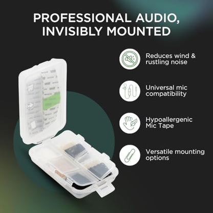 Bubblebee Industries Mic Hiding Starter Kit for Lapel & Lavalier Microphones – Hiding Microphone Tape, Noise & Wind Reduction Covers for Content Creators, Videographers, Audio Engineers & Filmmakers