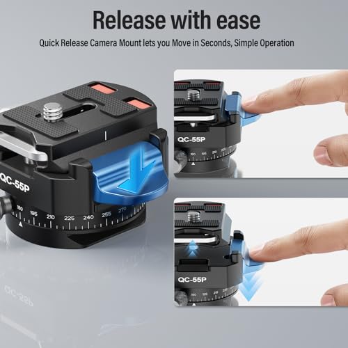 SIRUI 55mm Quick Release Plate with 360° Rotating Panoramic Head, Camera Mount Adapter with 1/4" and 3/8" Thread, Quick-Release Attach Plate for Tripod Monopod DSLR Stabilizer, QC-55P - size: Quick Release Plate with 360° Panoramic Head