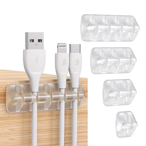 Syncwire Clear Cable Clips - Cord Holders - Self Adhesive Cable Management Organizer - Home, Office, Cubicle, Car, Nightstand, Desk Accessories - Gift Ideas Men, Women, Dad, Mom (5 Packs/15 Slots) - color: Clear
