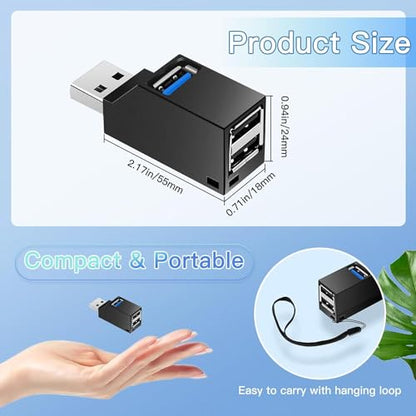 4-Port USB 3.0 Hub [90°/180° Rotatable],USB Splitter with 1 USB 3.0 Port,2 USB 2.0 Ports,and 1 USB C Data Port, USB Extender Compatible with Laptops,Cars,Surface go,MacBook Air/Pro,and Other Devices