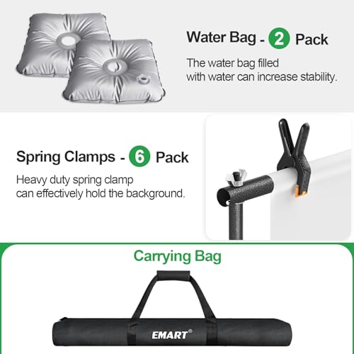 EMART Portable Backdrop Stand Kit with Foldable Cross Flat Base, Adjustable 8.5ft Height 10ft Width Pipe and Drape Background Hanging Frame Bar for Photography Party Wedding Birthday Photo Studio - size: 8.5x10FT