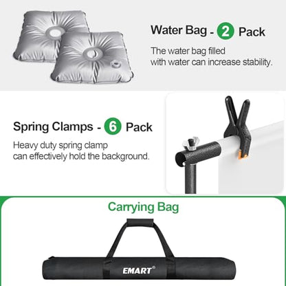 EMART Portable Backdrop Stand Kit with Foldable Cross Flat Base, Adjustable 8.5ft Height 10ft Width Pipe and Drape Background Hanging Frame Bar for Photography Party Wedding Birthday Photo Studio - size: 8.5x10FT