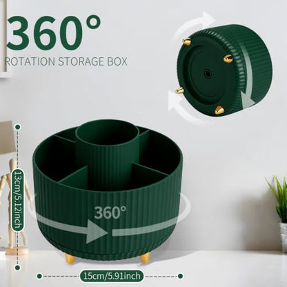 Camelmother 360°Rotating Pen&Pencil Holder For Desk With 5Slots Cute Office - color: Green