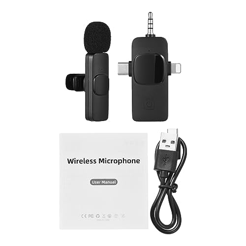 Wireless Lavalier Microphone Set, Omnidirectional High Sensitivity Pickup, Rechargeable Lithium Battery Design, One-Click Connection, Intelligent Noise Reduction, Ideal for Indoor Use